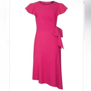 Adrianna‎ Papell Women's Divine Crepe Draped Tie Dress Pink 14